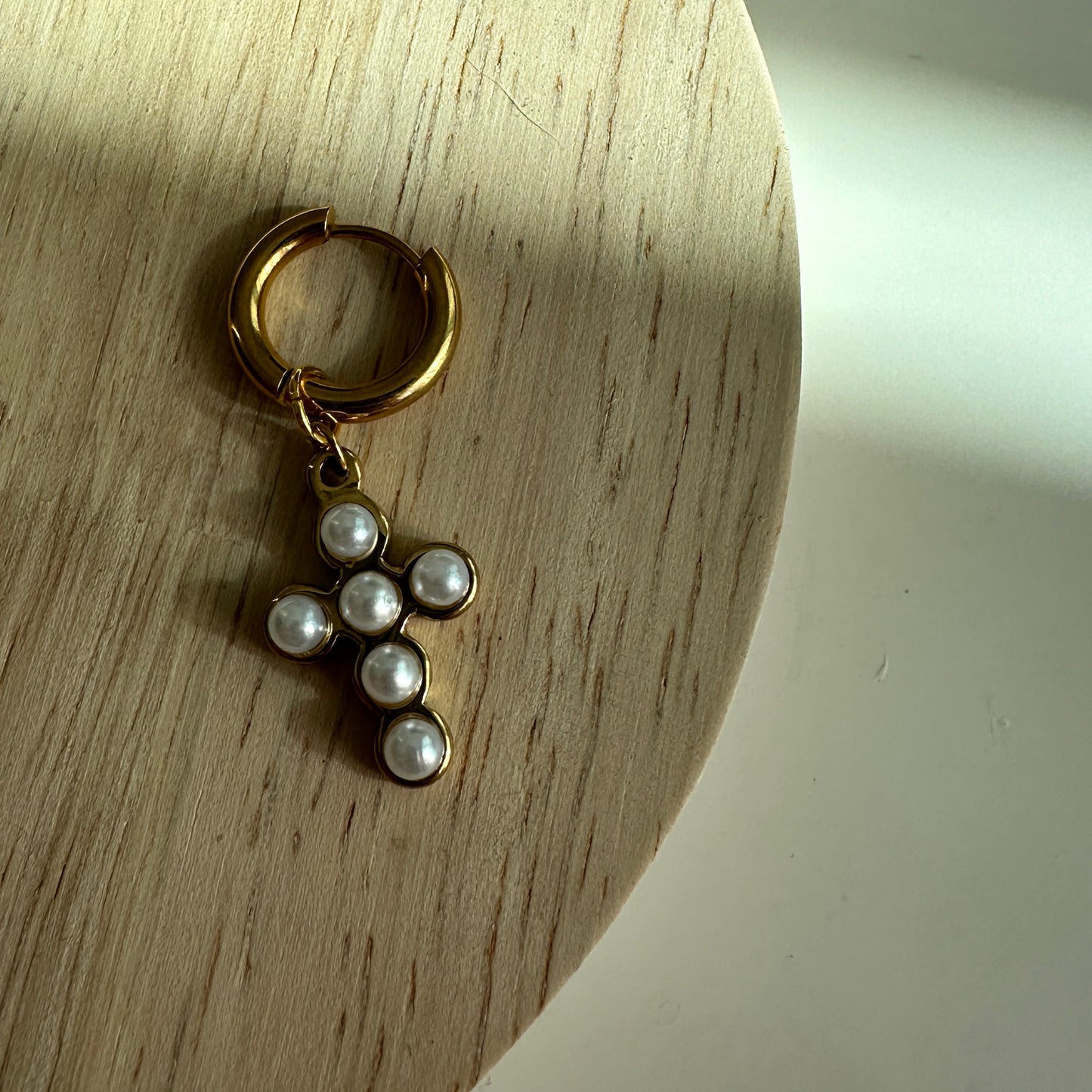 Pearly Cross Hoop