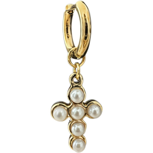 Pearly Cross Hoop